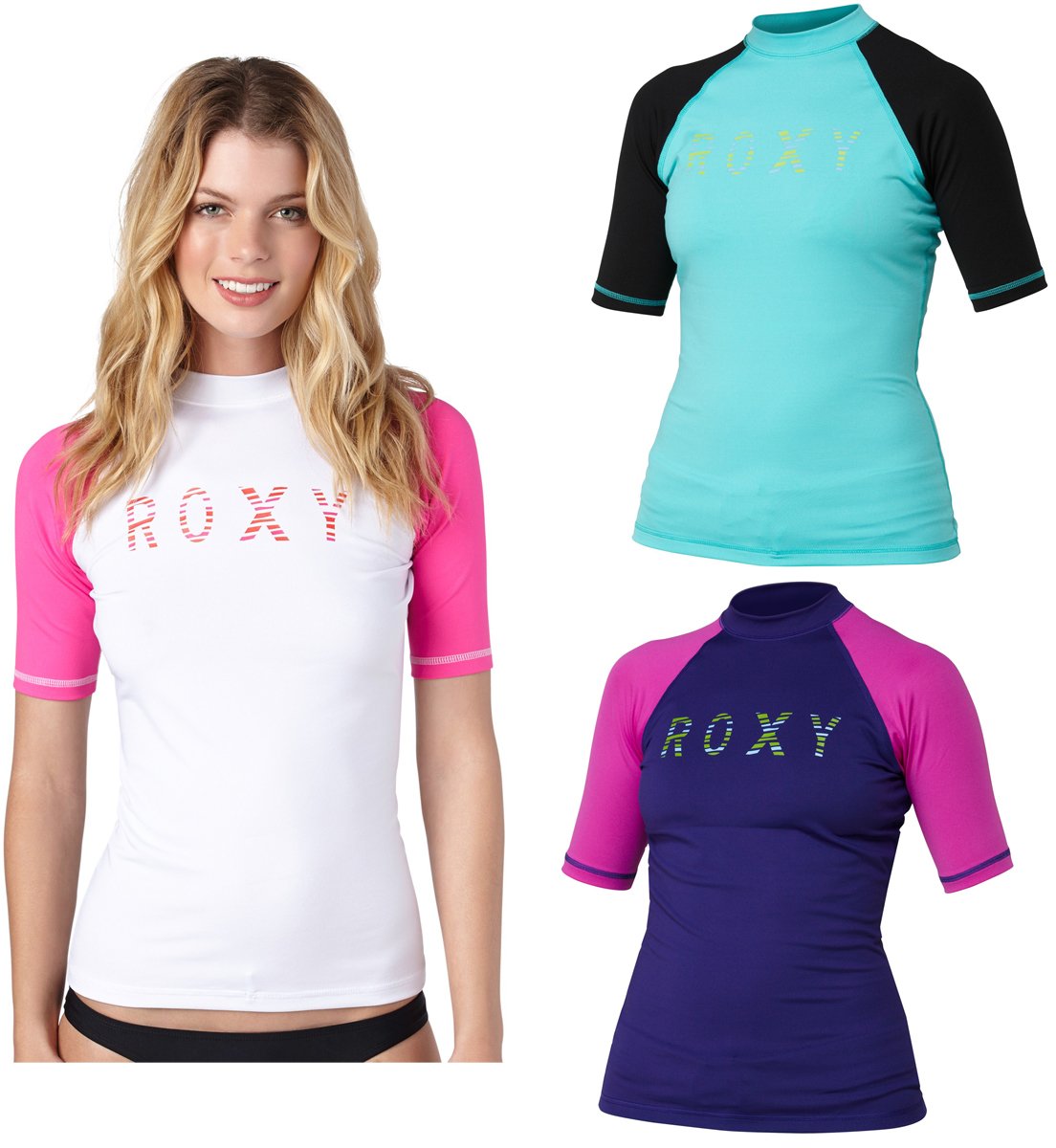 Roxy Juniors Perfect Stripe Short Sleeve Rash Guard