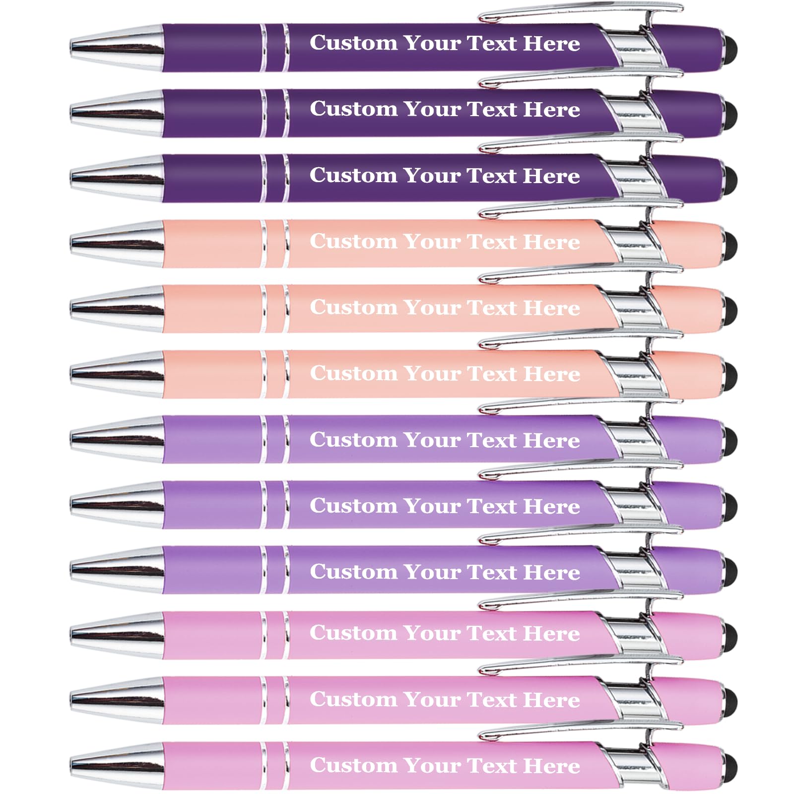 SHIBASHAN Personalized Metallic Pens, Up to 480 Pcs, Custom Name Pens with Stylus, Black Ink, Bulk for Events, Weddings — image 1