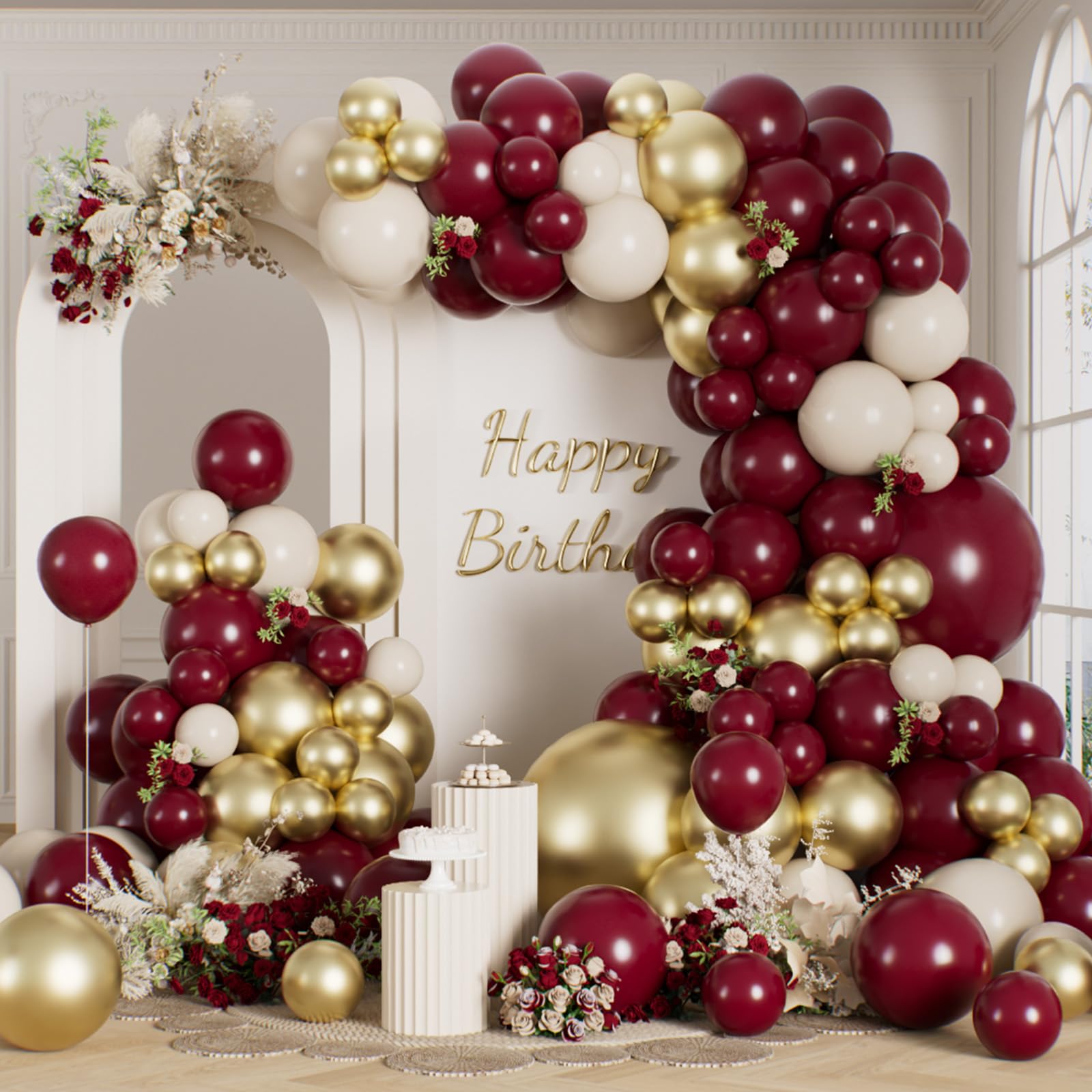 RainbowQ Party Burgundy Balloons Arch Kit 165PCS Metallic Garland Balloon