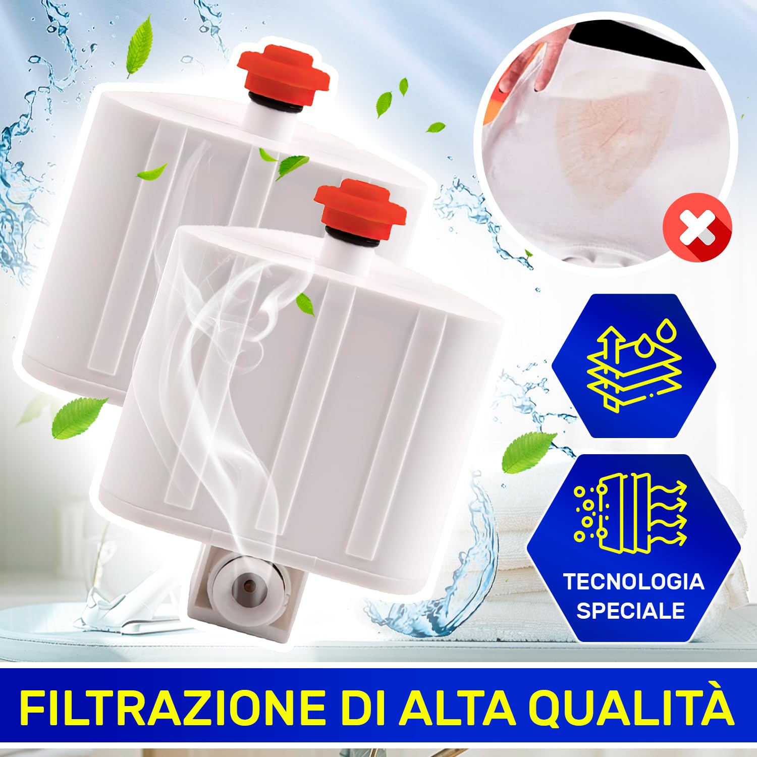 MONTERAL XD9070E0 per Rowenta Liberty Powersteam Cartuccia Anticalcare Set 2 Adattato per Tefal per Calor Ferro da Stiro a Vapore con Caldaia