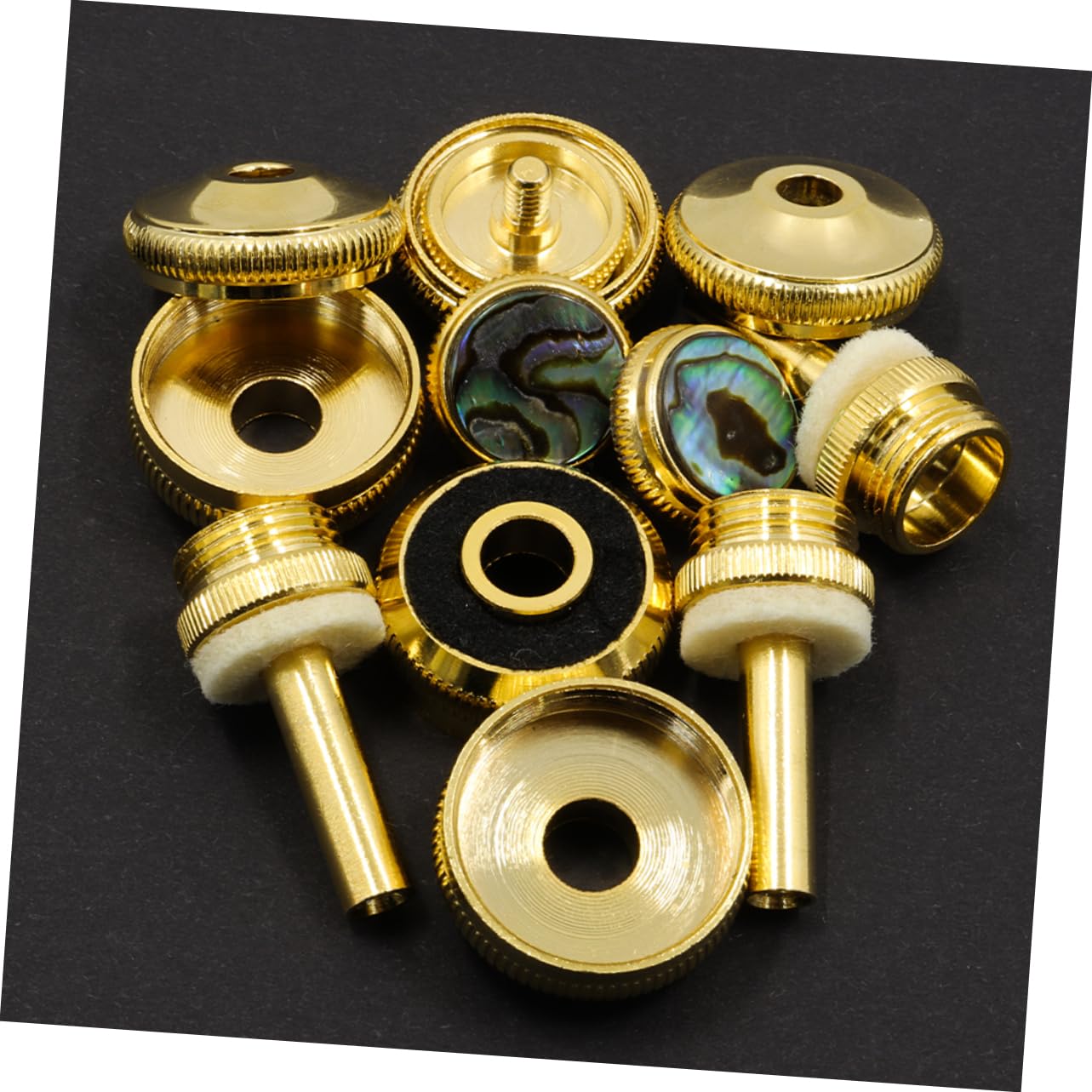 FRCOLOR Juego de Botones de Pistón para Trompeta Dorado de Metal, Mejora la Fluidez y Precisión, Accesorio Elegante para Músicos de Trompeta