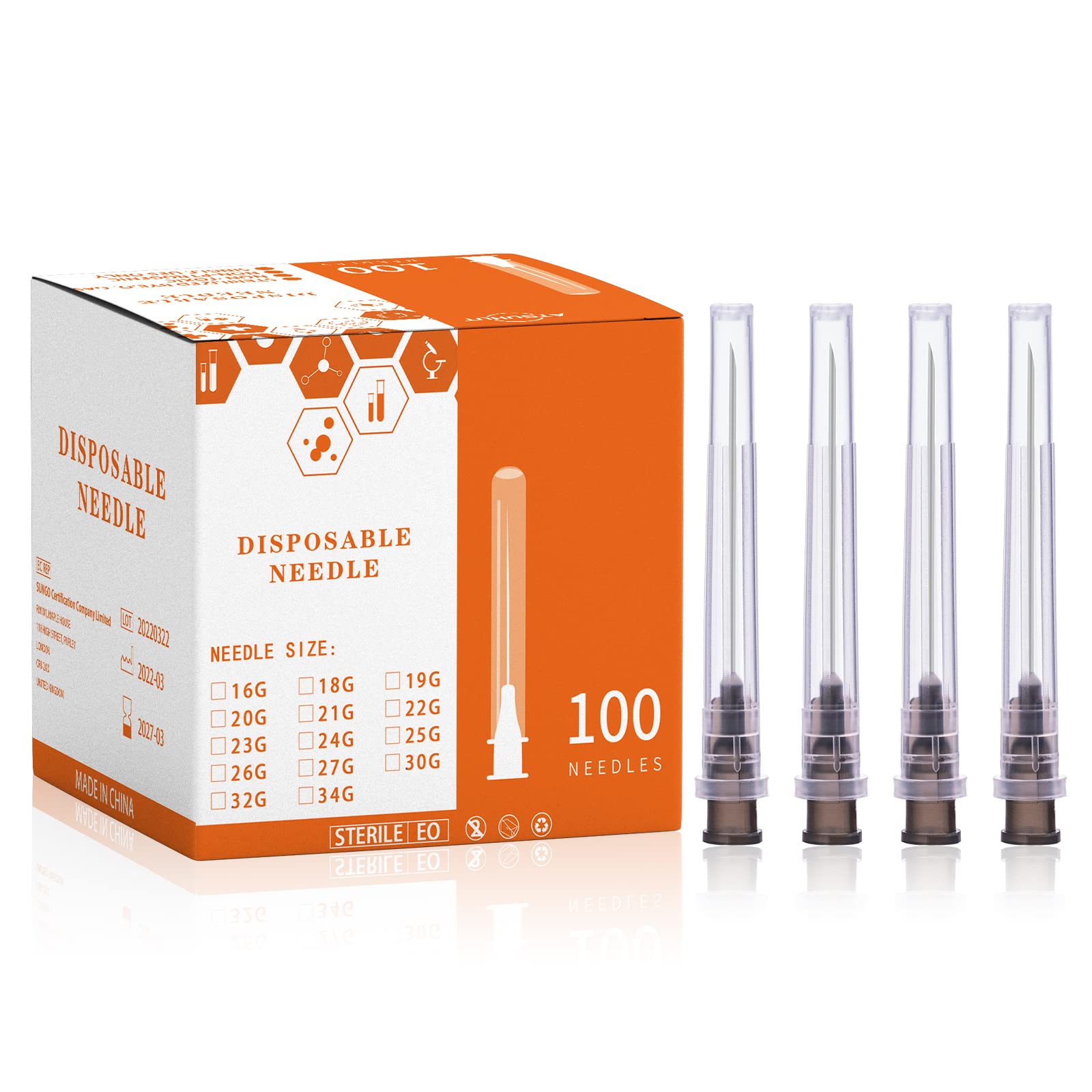 25Ga 1inch/25mm Disposable sterile Needles,Pack of 100 — Amazon image 9
