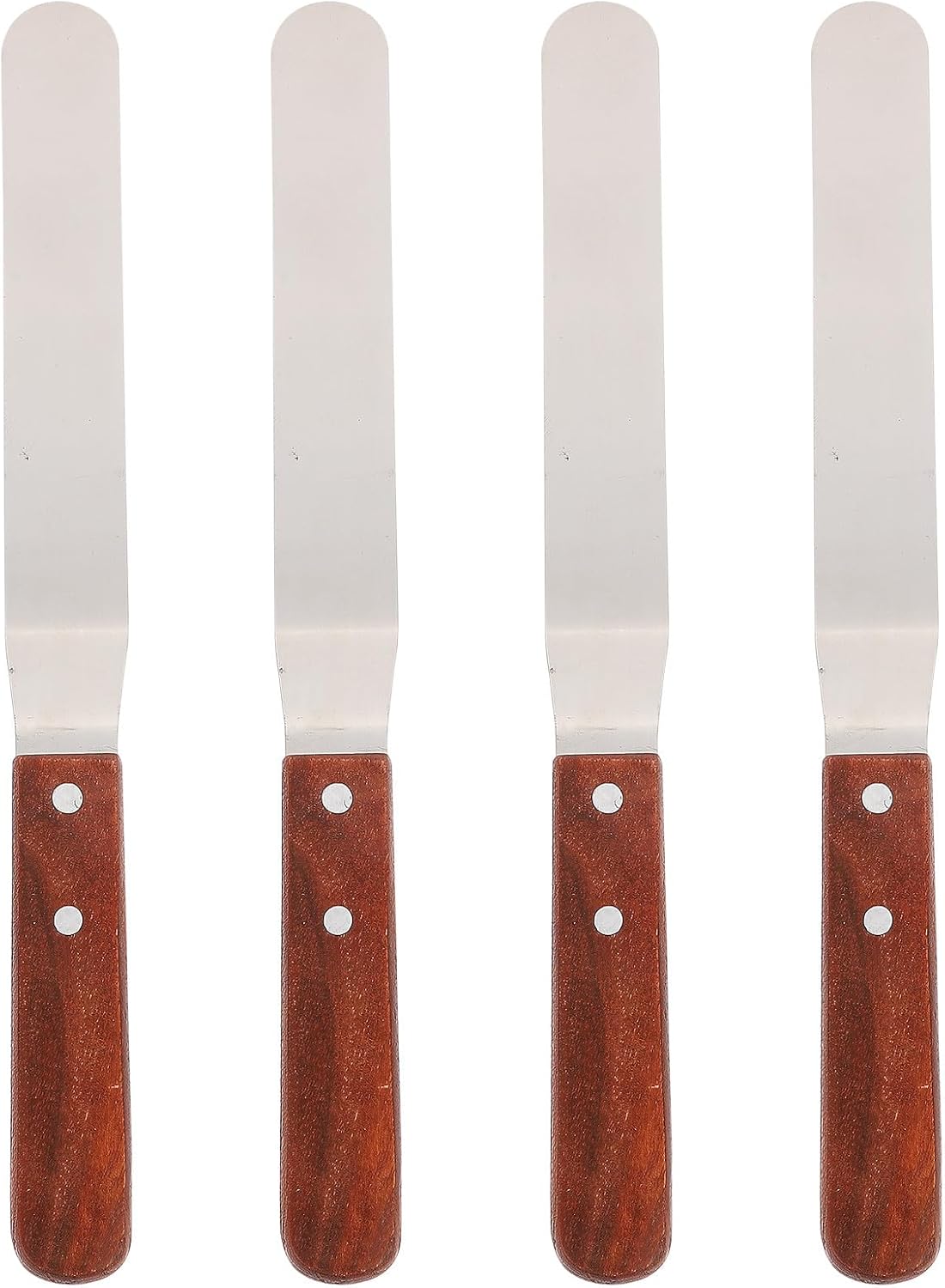 4pcs Stainless Steel Butter Scraper and Cake Cream Spatula Set, 8-inch Curved Icing Smoother for Baking and Decorating Tools, Kitchen Frosting Spreaders for Home Bakers