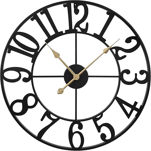 Miniatura 2 de 1st owned Reloj de pared redondo de 16 pulgadas, grande, para interiores, funciona con pilas, silencioso, sin tictac, reloj de metal analógico