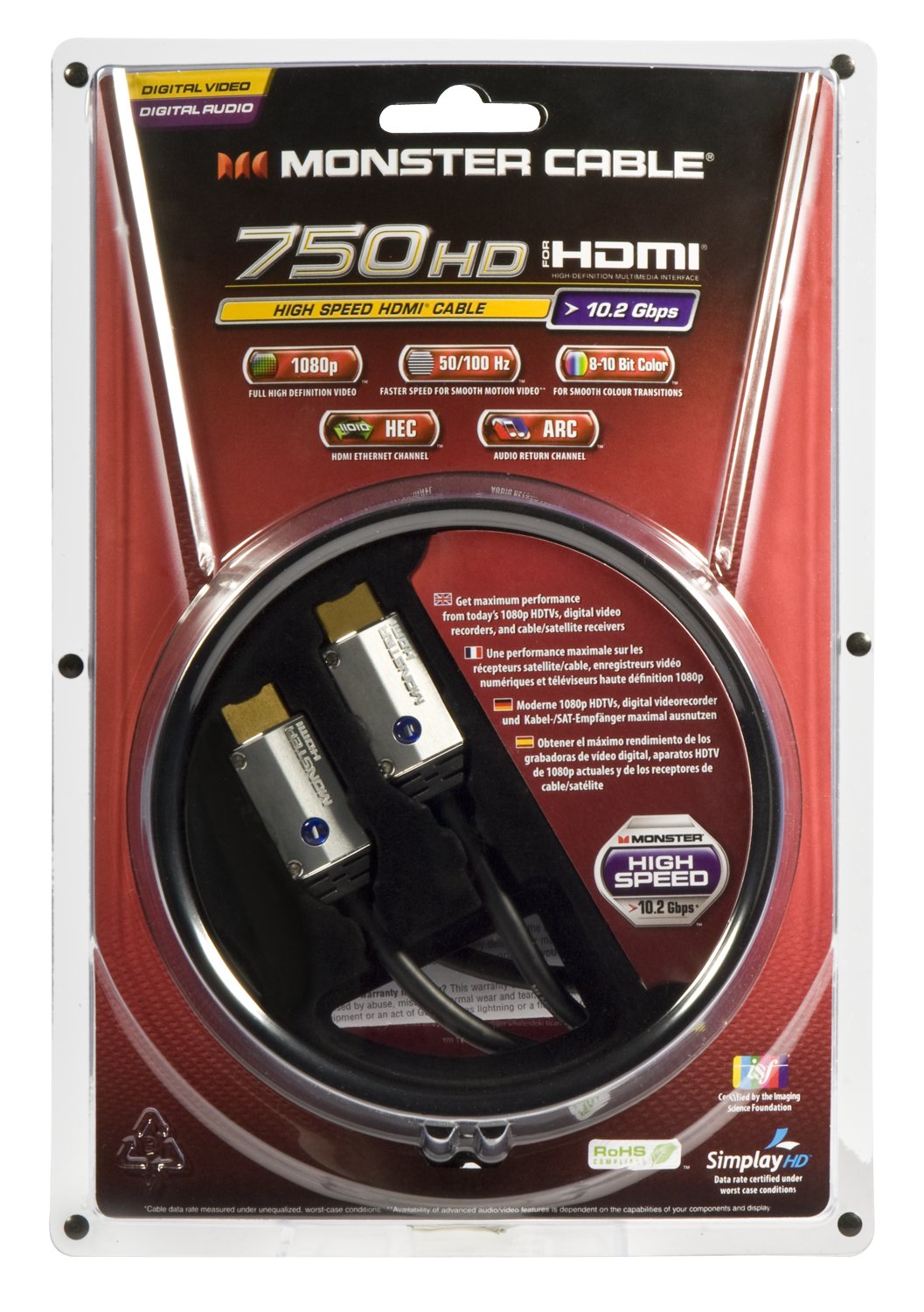 Monster High Speed HDMI Kablo 750HDS Ethernetli (10,2 Gbps) 1 Metre 1 Meter MC 750HDS-1M EU