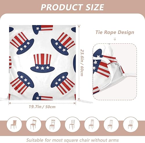 Miniatura 3 de 4th Of July Independence Day Red and Blue Top Hat Decorative Birthday Seat Cover for Classroom Chair for Bedroom Washable Cover for Chairs Dining
