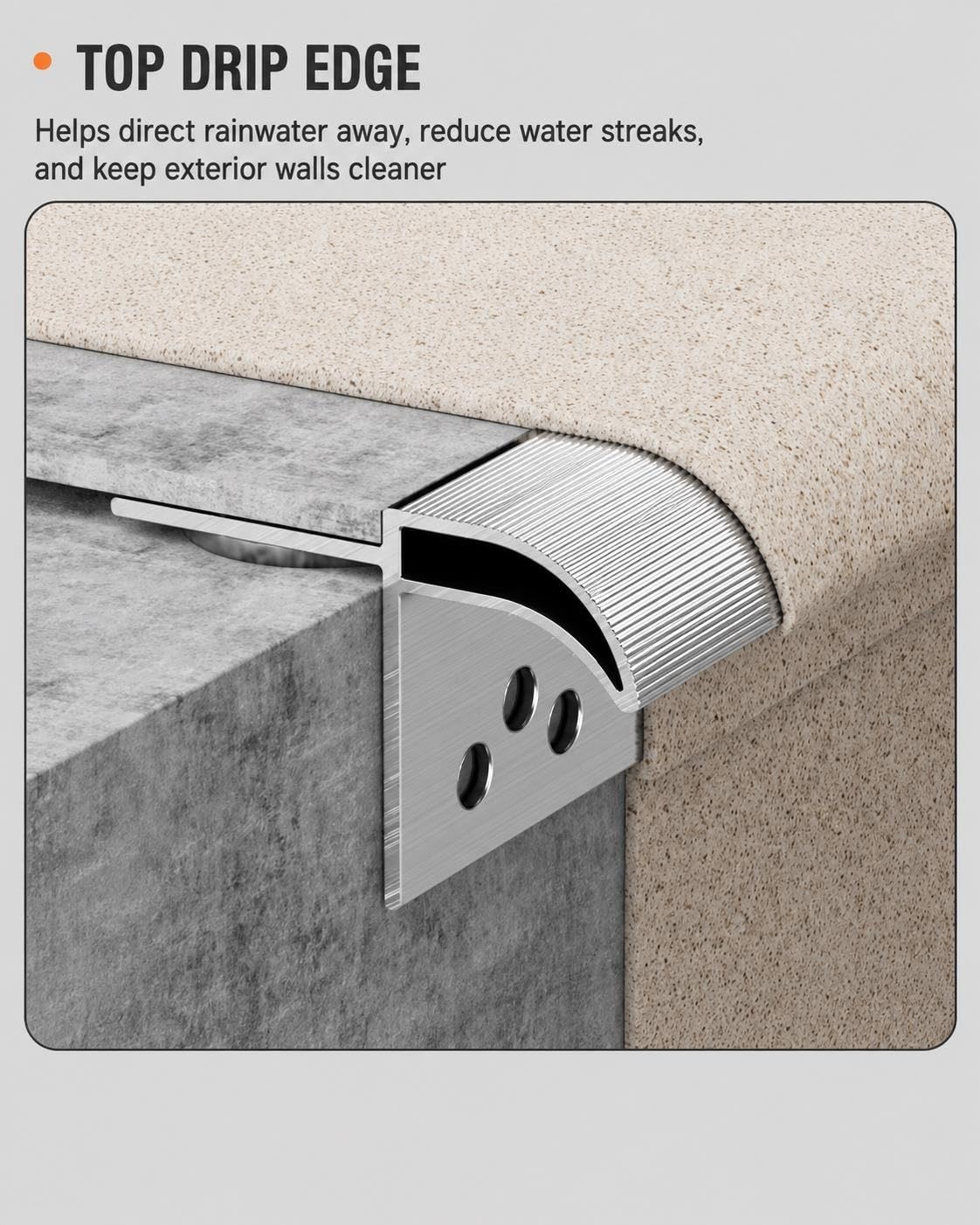 Perfil Goterón Aluminio 120cm, Desviador Agua Exterior para Azulejos