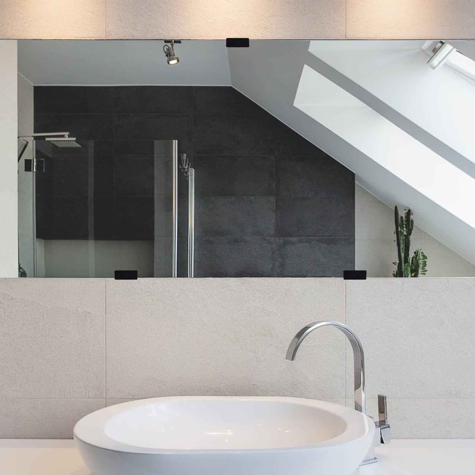 Lot De 6 Supports Miroir Mural - Acier Inoxydable Noir | Fixation Lourde Cadre Photo, Tableau
