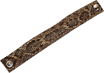 Real Rattlesnake Skin Wristband 10" x 1.25" - Black Leather - Western Style - Ergonomic
