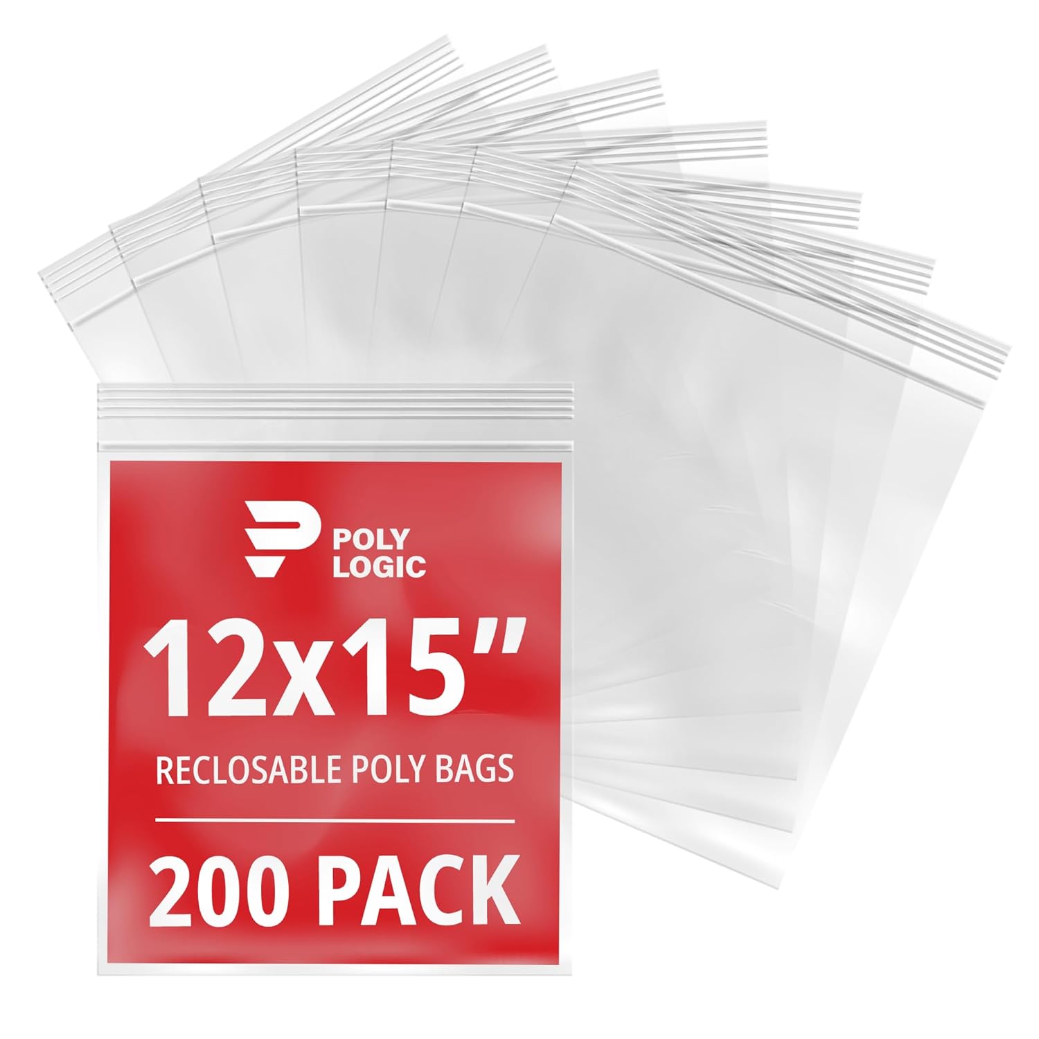 Clear 12" x 15" Reclosable Poly Mailer Bags 4 Mil Thick (200-Pack) | Plastic Resealable Polybags for Shipping, Mailing, Packaging & Storage | Large Poly Mailers Heavy-Duty
