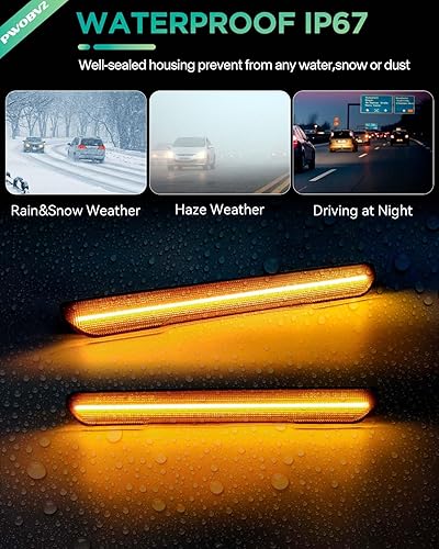 Miniatura 7 de PWOBVZ Luz de marcador lateral LED ámbar con lente ahumada para camioneta GMC Sierra 2500HD 3500HD 2020 2021 2022 2023 2024, lámpara de posición de