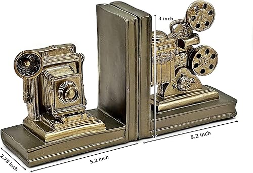 Miniatura 3 de Bellaa 24971 Sujetalibros para cámara, proyectores retro, extremos de libro, biblioteca, estanterías, soporte, decoración, manualidades, estudio,