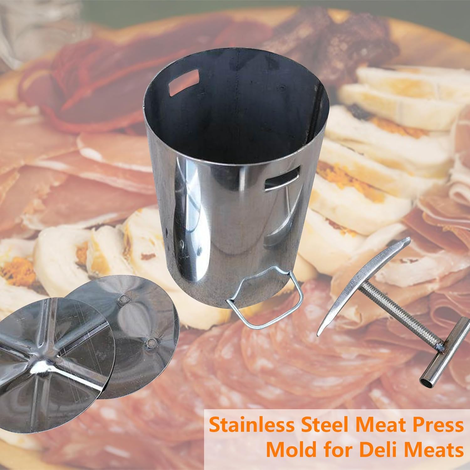 Meat Press Mold for Deli Meats : Manual Ham Press Mold for Home Use,Homemade Lunch Meat Press,Deli Meat Press for Ham Bacon Tortilla Meat Pie,Stainless Steel Ham Maker Meat Press
