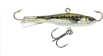 LUNKERHUNT | Ice Fishing Jigs with Fixed Face and Tail Hooks for Bass Fishing | Ultra Realistic Shad Bait Proven Fish Catching Jigs Lure for Crappie, Panfish, Walleye | Bass Color