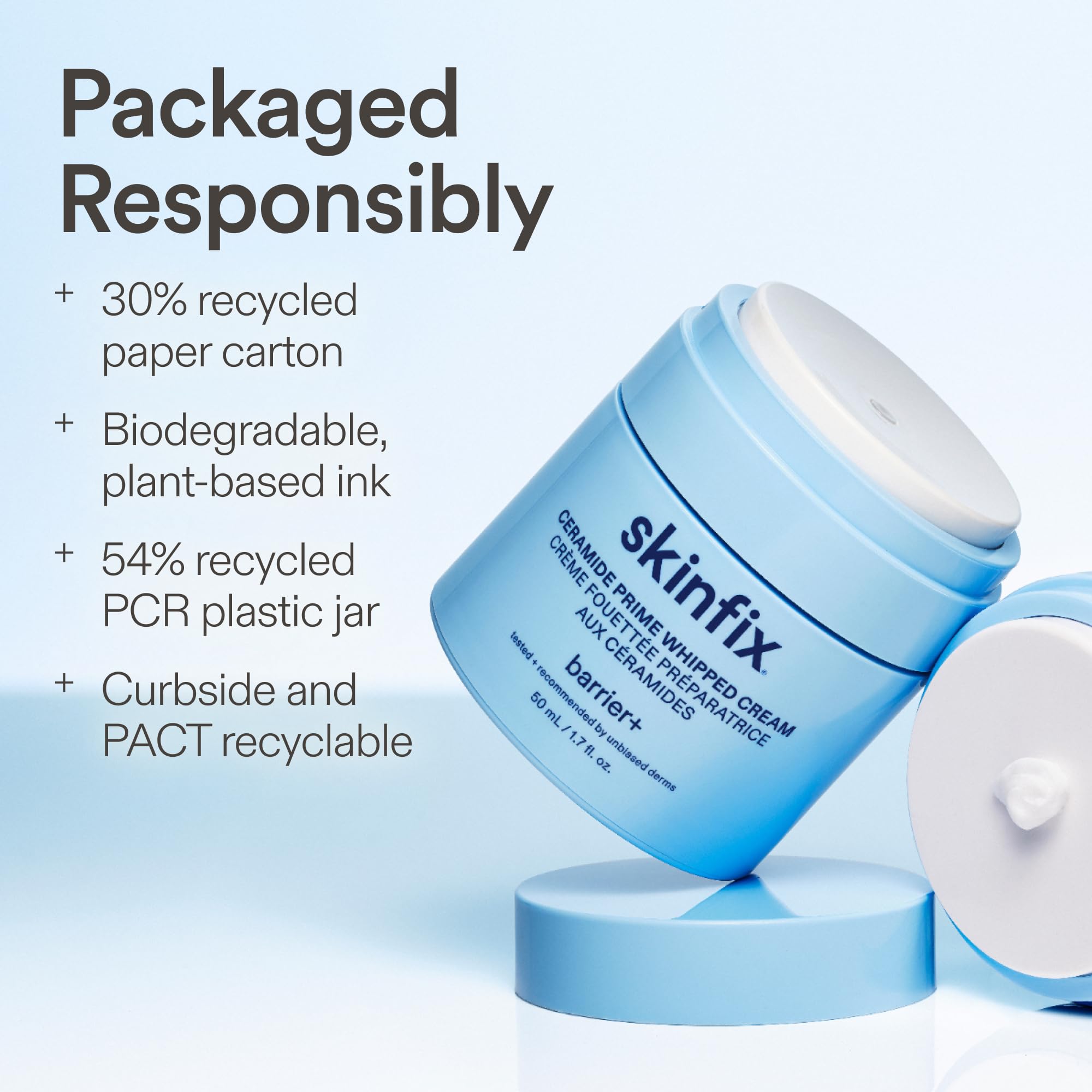 Skinfix Ceramide Prime Whipped Cream Facial Moisturizer with Niacinamide + Peptides