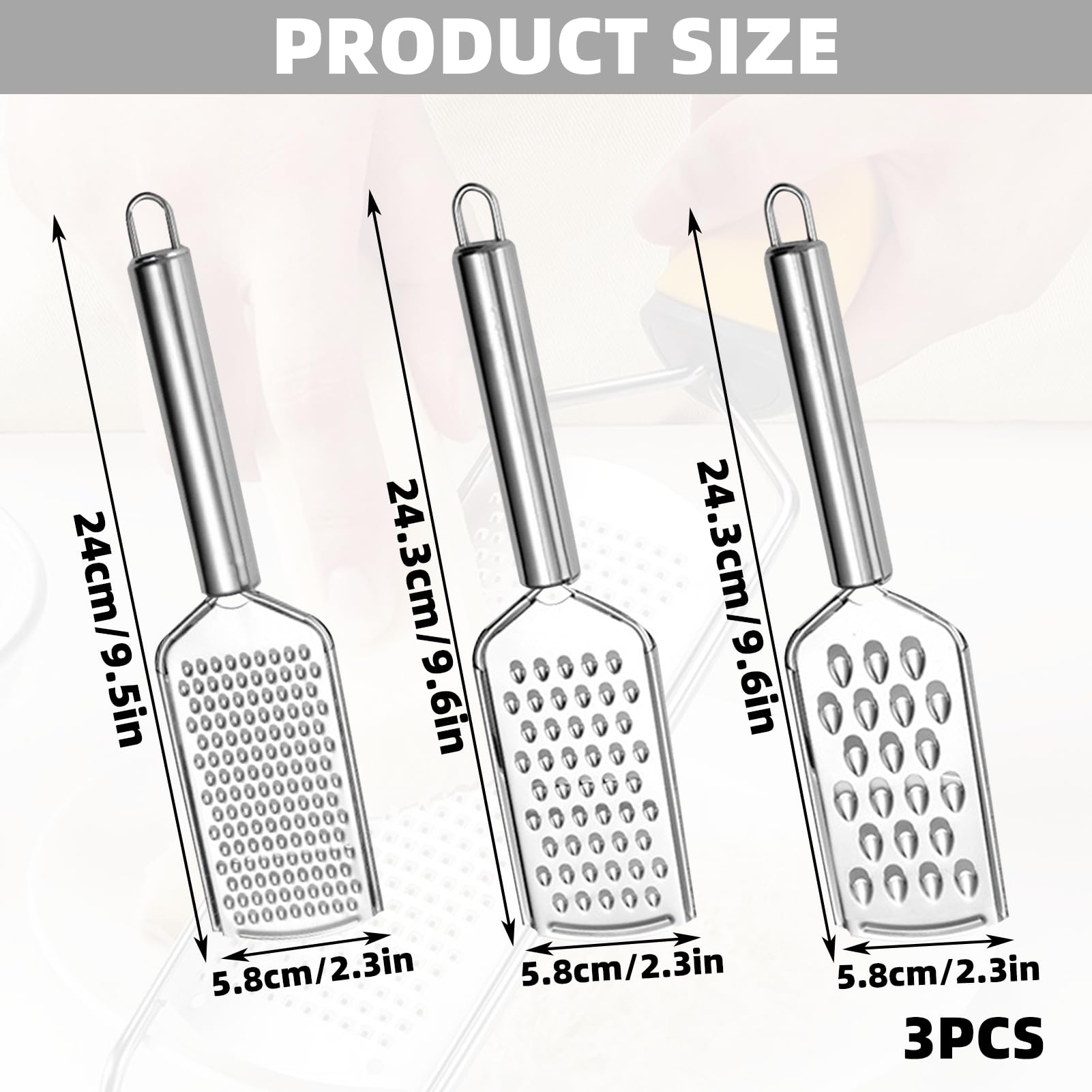 Set 3 Grattugie In Acciaio Inox | Piccole, Multiuso, Per Cioccolato, Zenzero E Formaggio - Foto 9