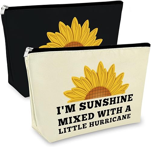 Sfodiary Regalos de girasol para mujer, bolsa de maquillaje, regalo inspirador para hija, bolsa de cosméticos, regalo motivacional, regalo temático