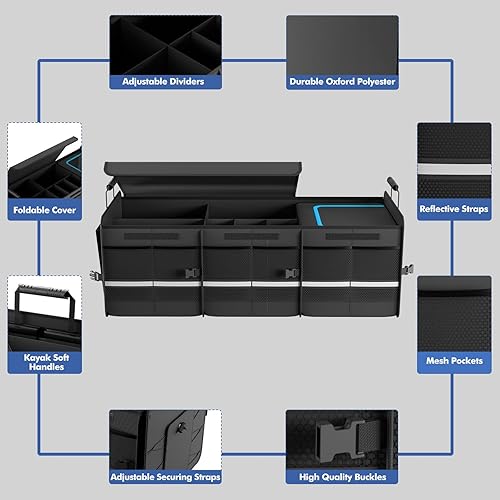 Miniatura 5 de MEI&CO Organizador de maletero de automóvil  Tablero de polipropileno de 0.098 pulgadas construido, enfriador a prueba de fugas de 35 L, capacidad