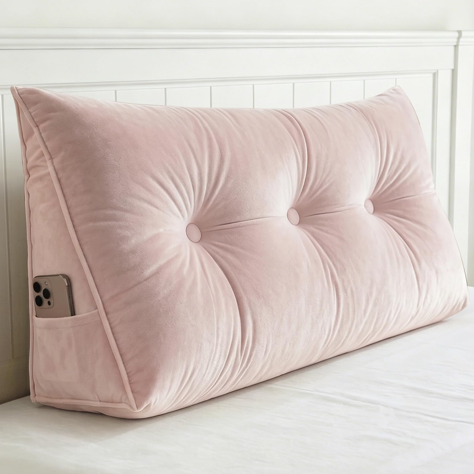 TaiBest Wedge Headboard Pillow-Ergonomic Backrest Cushion Pink：100x50x20cm