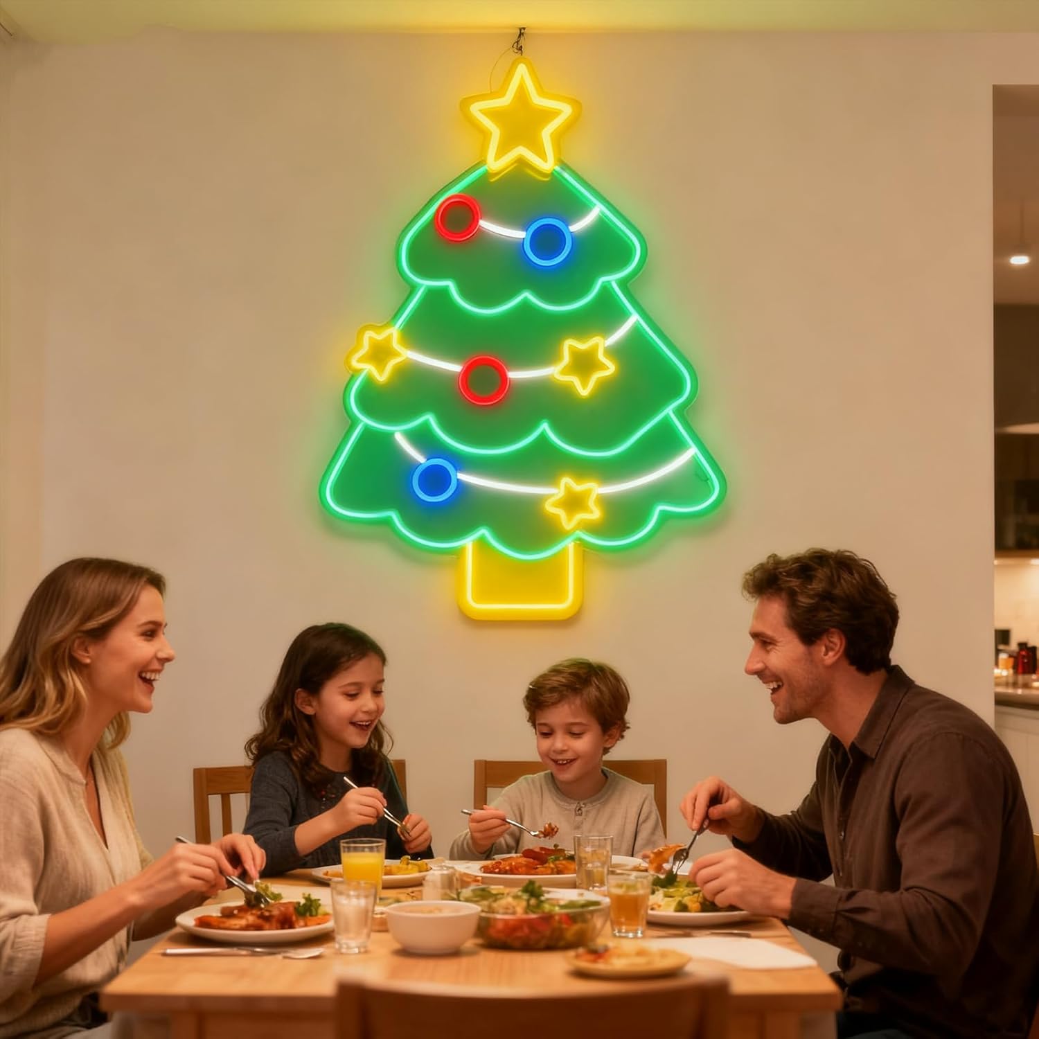 20-28 Inches Custom Christmas Tree Neon Sign, Personalized Christmas Window Lights, Neon Christmas Decorations for Window, Bedroom, Garden, Yard, Bar, Coffee Shop, Indoor, Outdoor, Business