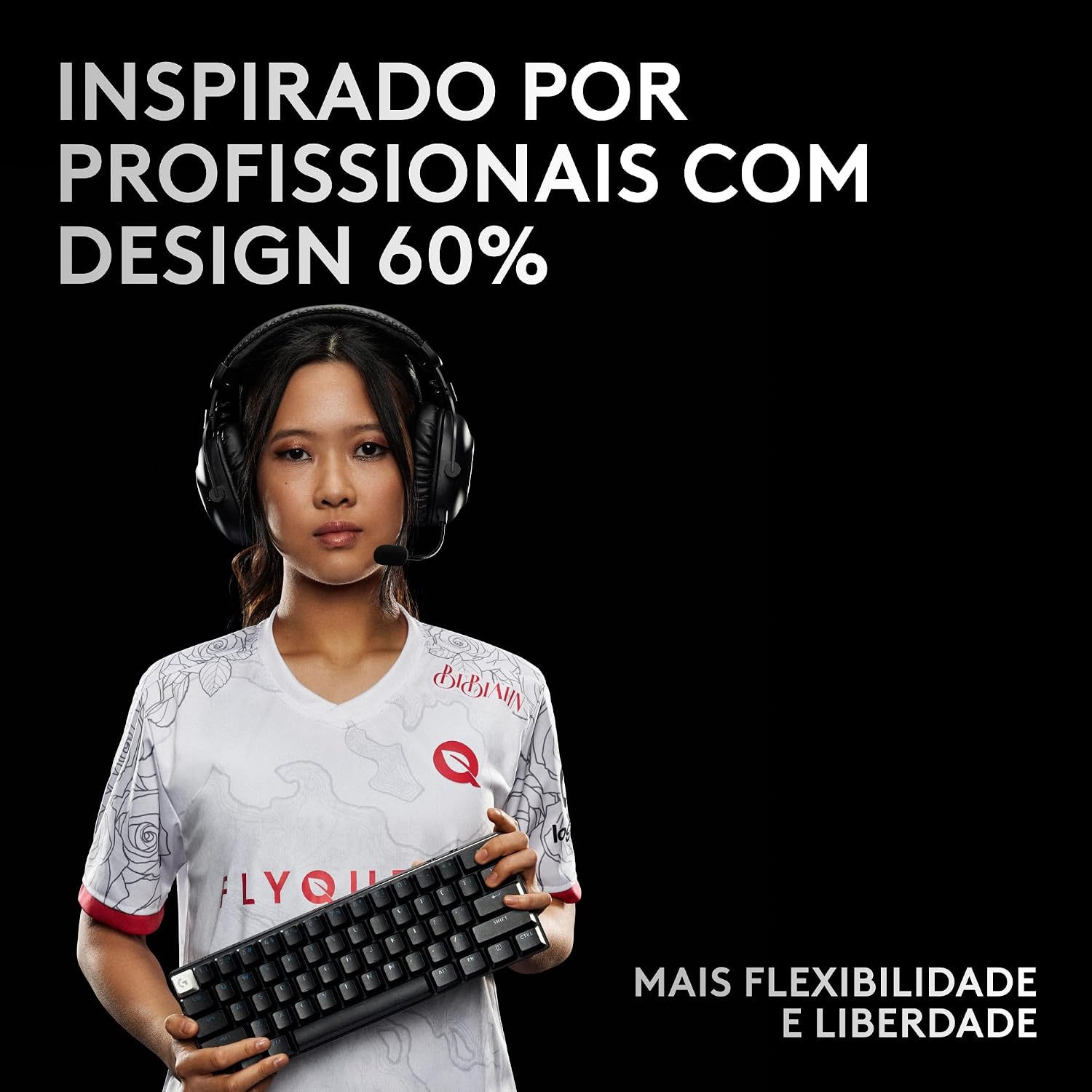 Teclado Mecânico Gamer Sem Fio Logitech G PRO X 60 LIGHTSPEED com Design Ultra Compacto TKL 60%, Switch Óptico GX Tactile, RGB LIGHTSYNC, Conexão Bluetooth ou USB, Compatível com Windows - Preto