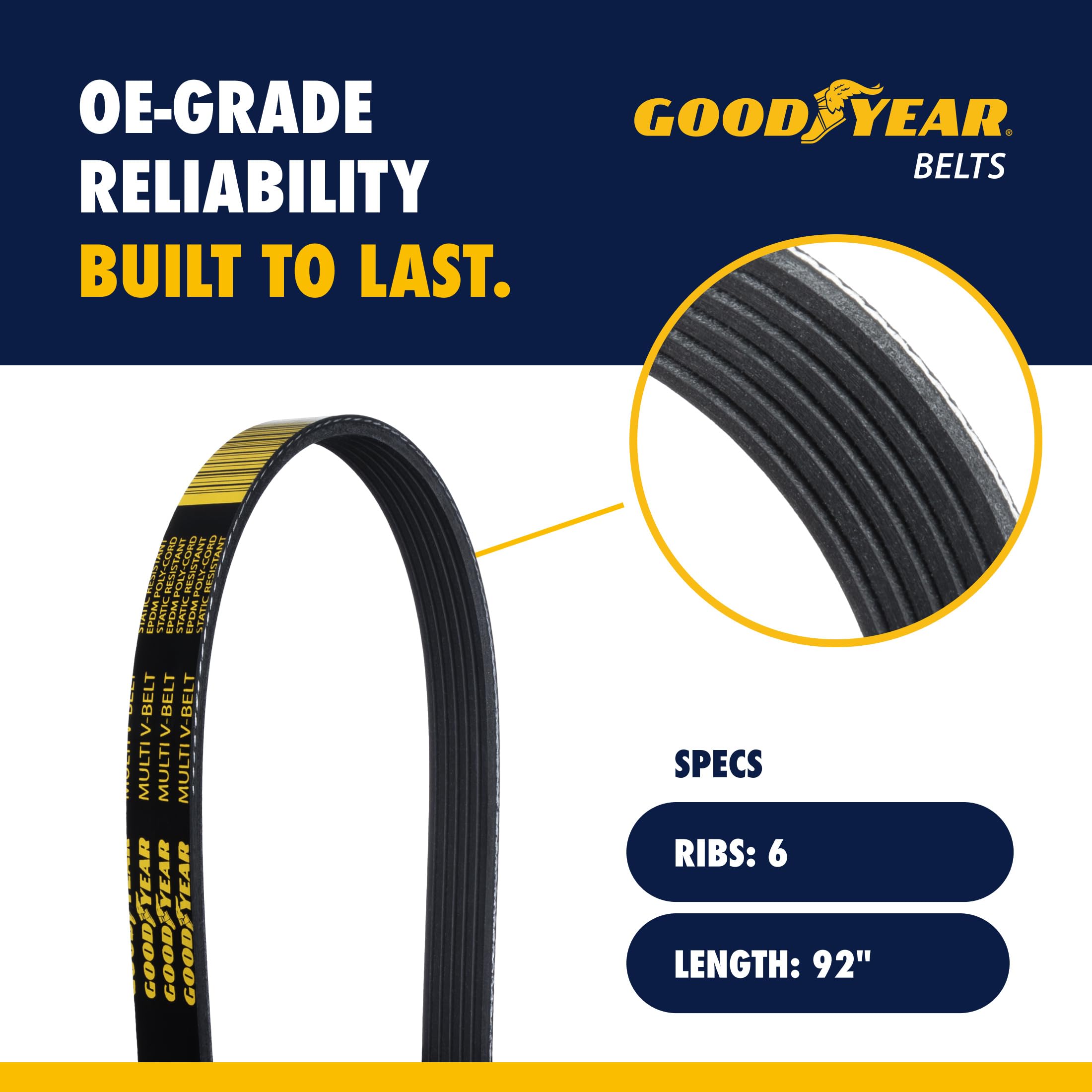 Goodyear 1060920 Serpentine Gürtel, 6 Streben, 233,7 cm Länge