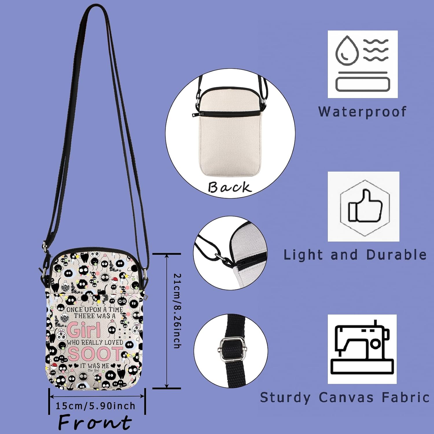 Janpan Anime Inspired Gift Soot Ball Black Eyes Sprites Gift Anime Lover Gifts Crossbody Bag - Image 4