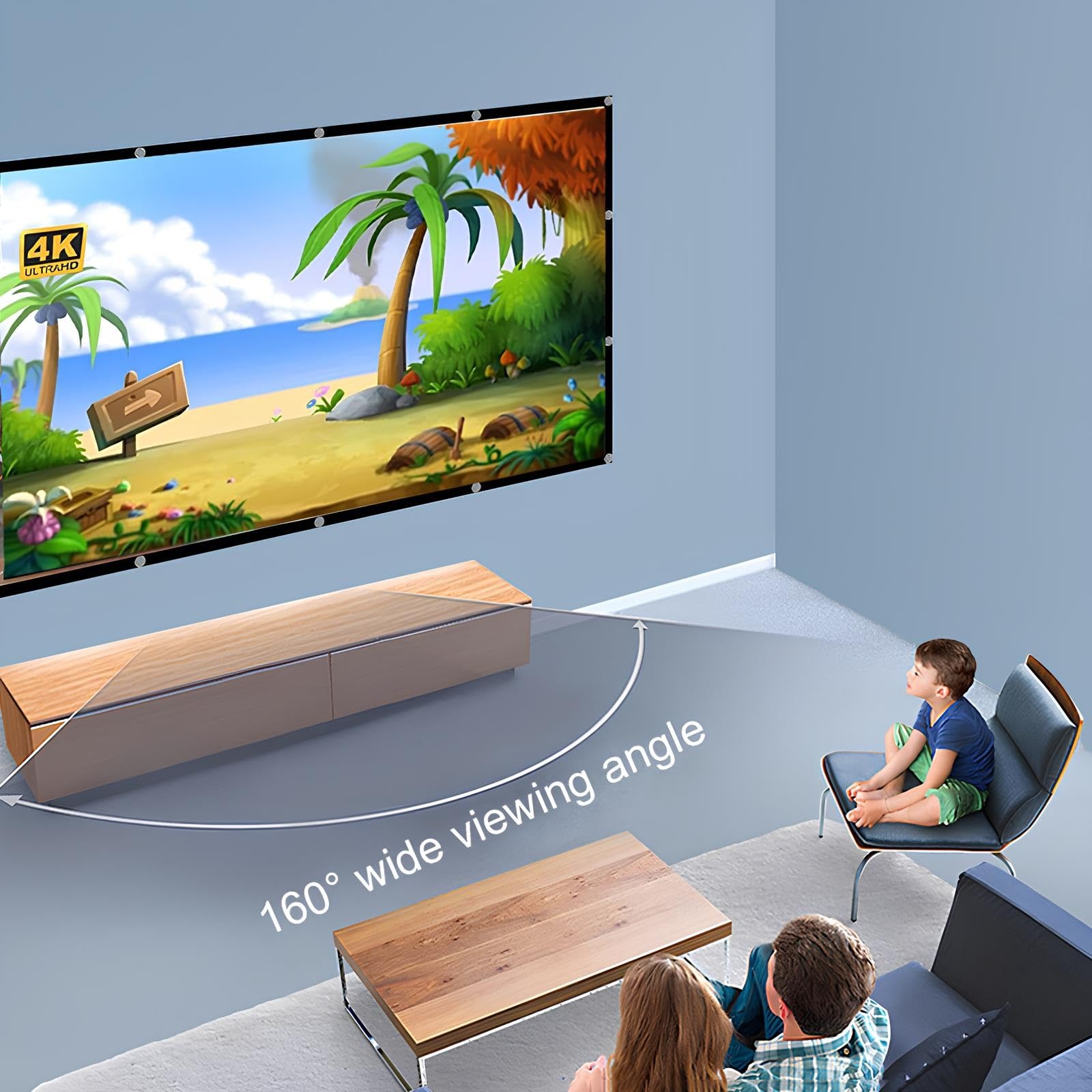 Telo Proiettore Esterno Portatile 120/150/250 Pollici per Home Theater Cinema Campeggio, Schermo Proiettore16:9 4K Full HD, Anti Rughe Pieghevole(72inch(16:9))