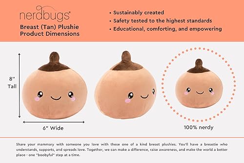 Miniatura 5 de Nerdbugs Peluche de mama – Peluche de concientización sobre el cáncer de mama, marrón/bronceado, regalo de sobreviviente, regalo de embarazo