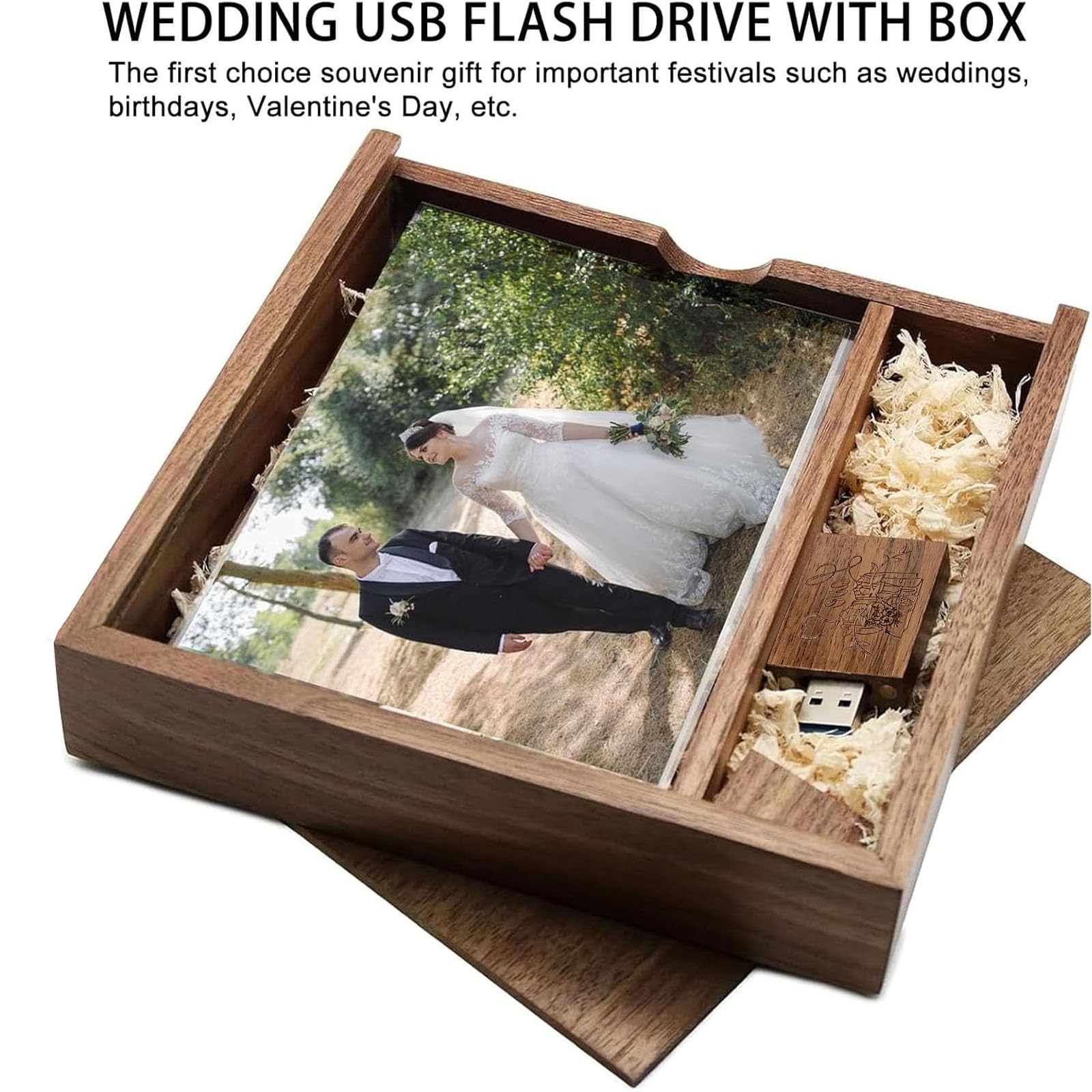 Clé USB en bois 32 Go USB 3.0 pour mariage avec boîte