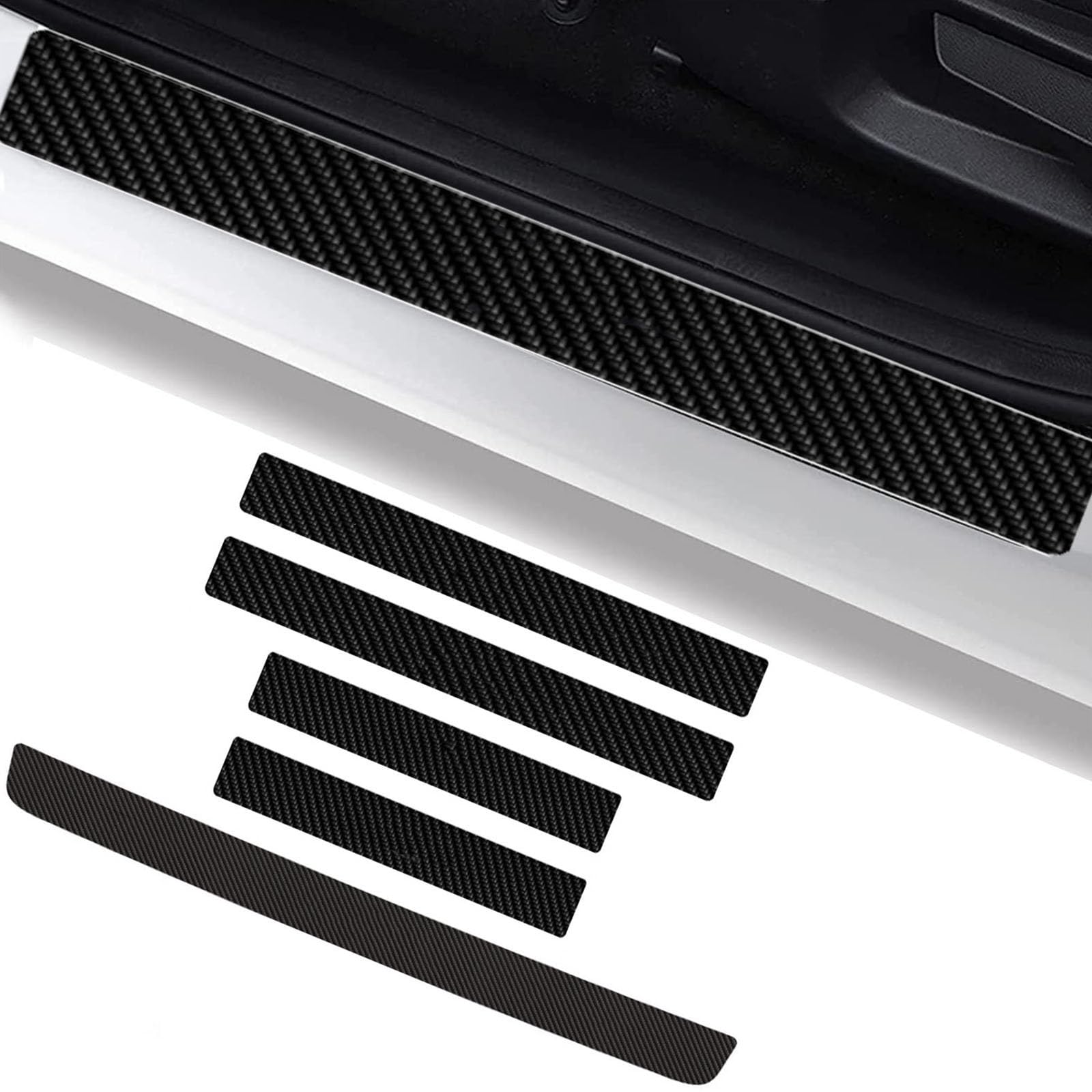 Car Door Film Protector 5PCS Self-Adhesive Door Edge Sill Protector Carbon Fiber Anti Scratch Door Edge Entry Guards Scratch Resistant Stickers Paint Protection Film Trim Car Door Threshold