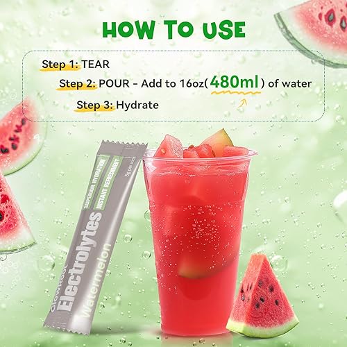 Miniatura 7 de Bebida diaria de electrolitos, sabor a sandía, 30 paquetes de varillas de 0.18 onzas (0.18 oz), paquetes de hidratación con 7 electrolitos y