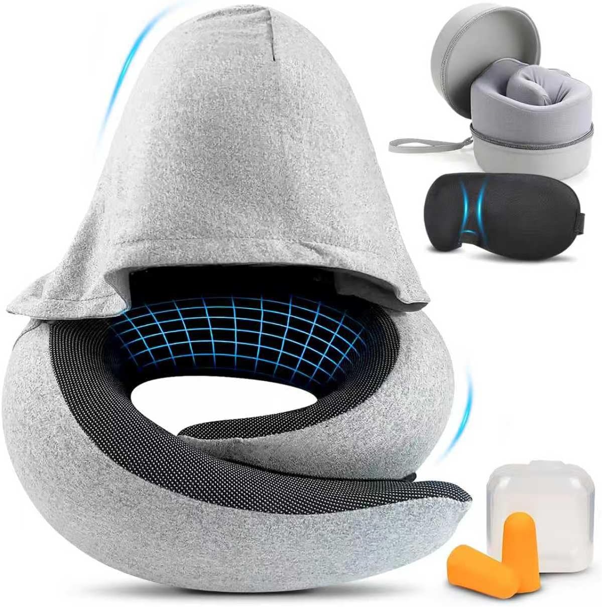 Adjustable Flight Pillow, Airplane Pillow for Traveling, Neck Travel Pillow, Memory Foam Airplane Pillow for Side, Breathable & Hypoallergenic for Long Flights, Cars, Trains & Office