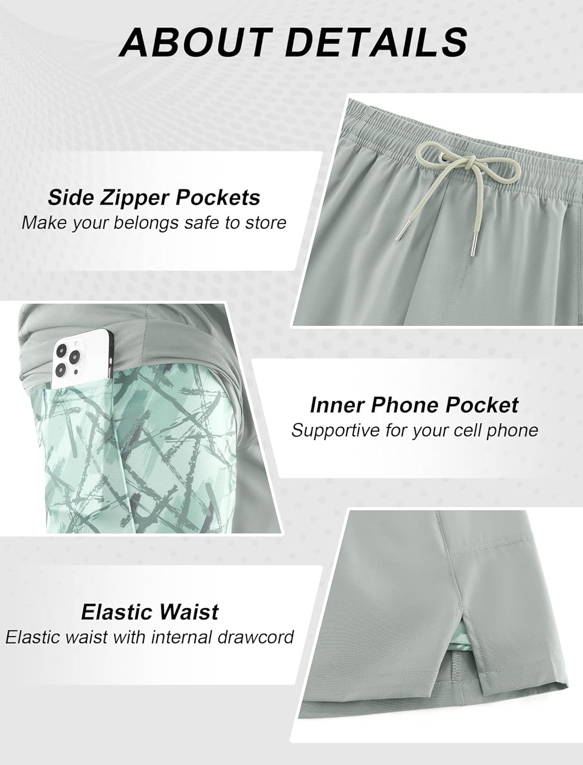 Mens Running Shorts 2 in 1 Gym Workout Shorts 7 inch Quick Dry Athletic Short with Liner Zip Pockets