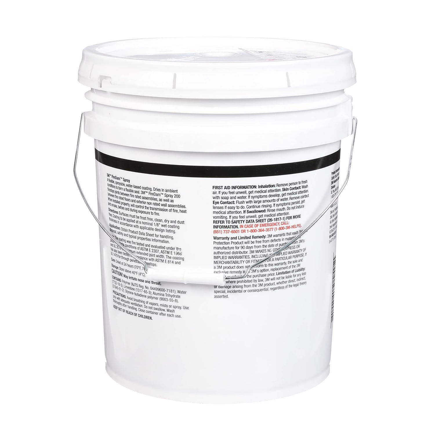 3M FireDam Spray 200, Gray Color, Sprayable, Water-Based, Easy Clean Up, Elastomeric Coating, 5 Gallon Drum (Pail)