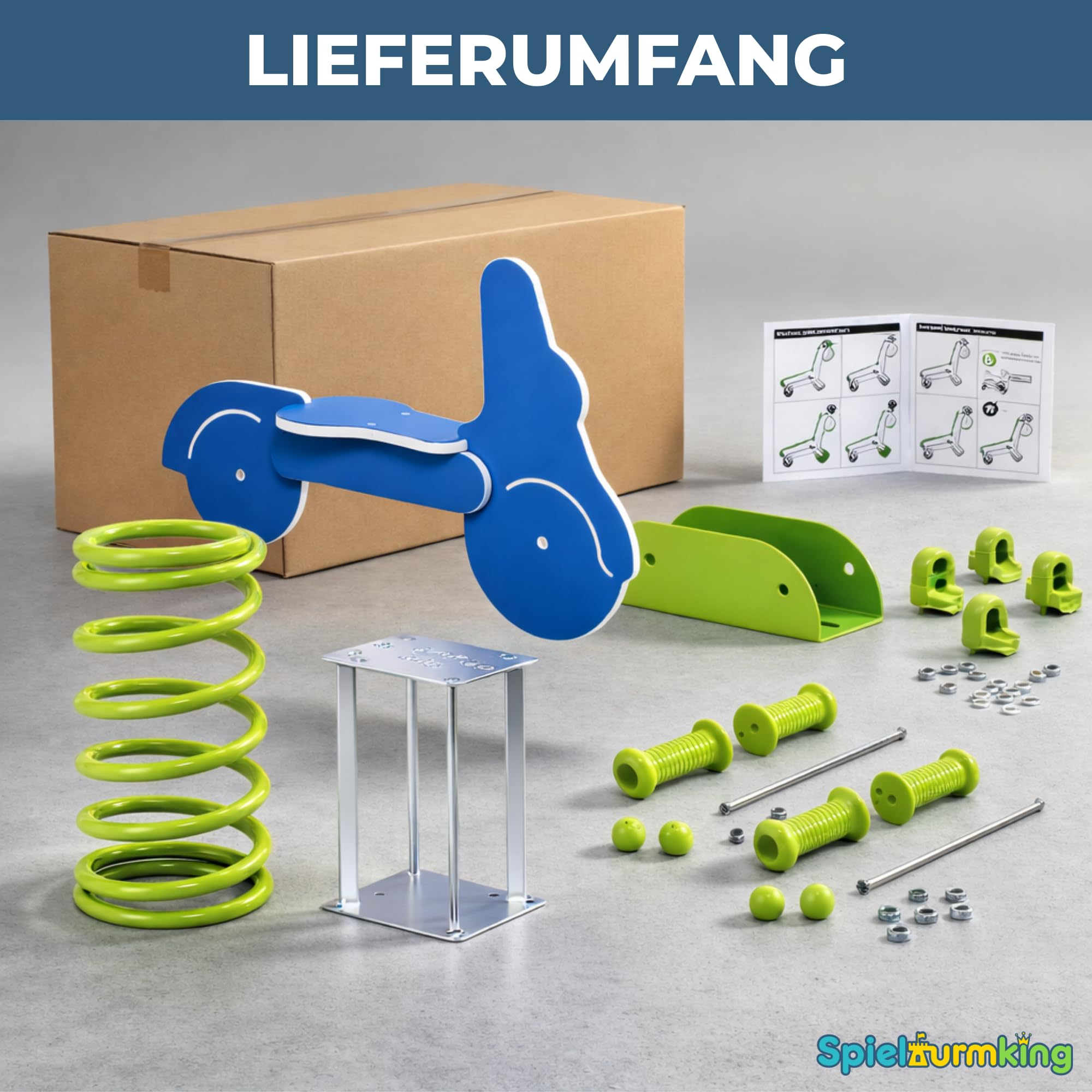 Federwippe Roller Schaukelwippe DIN EN 1176 geprüftes | Wipptier für öffentliche Spielplätze, Kindergarten und Kommunen aus HDPE Kunststoff Federtier inkl Bodenanker