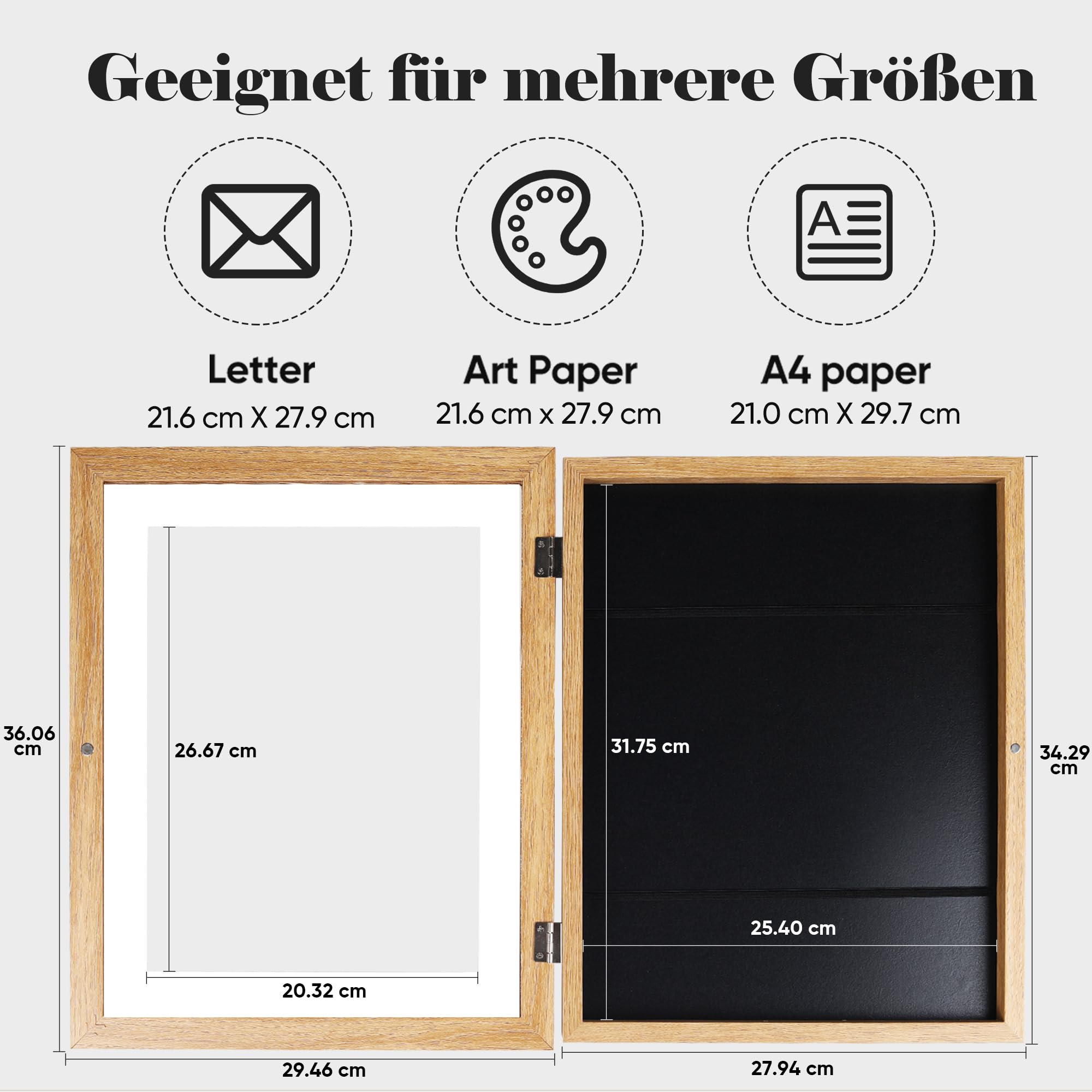 Bilderrahmen Kinderzeichnungen, 2 Stück A4 Befüllba Kunstfotorahmen Kinder,25,4 x 32,8 cm,Frontöffnung Kunstwerke, Ideal für, Kunstprojekte, Schule, Zuhause (holz)