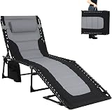 LIFERUN Transats Jardin Extérieur XXL Pliables, 199×66×35 cm – Chaise Longue Jardin Extérieur avec Dossier Réglable 5 Positions, Bain de Soleil Extra Large Jusqu’à 150 kg, Fauteuil Relax - 1