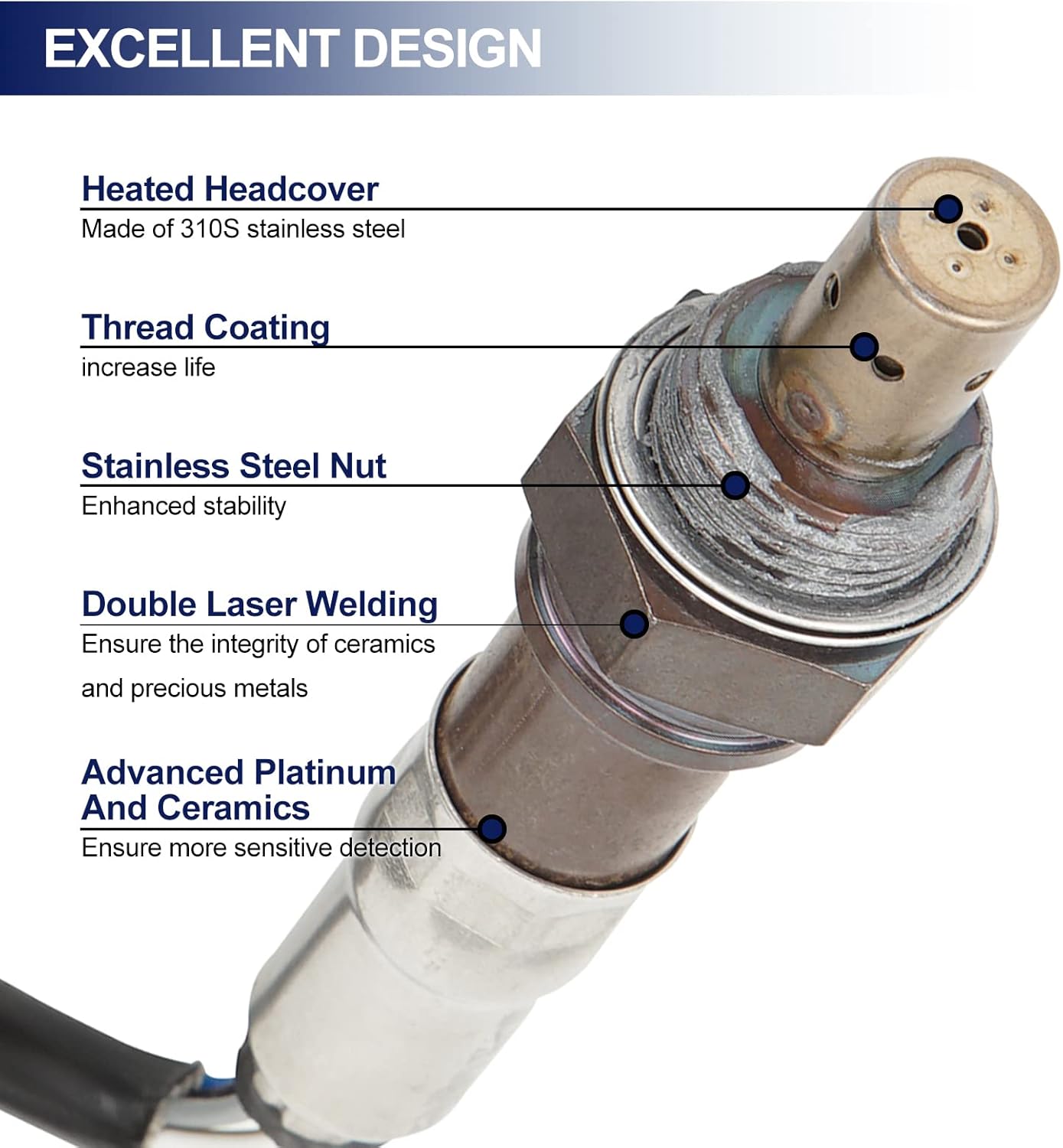O2 Oxygen Sensor Upstream for Hyundai Elantra 2.0L L4 2003-2009, for Kia Spectra 2.0L L4 2004-2009, for Kia Spectra5 2.0 05-09, Replace 234-5430 39210-23900 1Pc