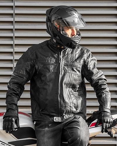 Miniatura 7 de ILM Casco de motocicleta de cara completa para motocross Street Bike certificado por DOT, 2 viseras modelo 317 (negro brillante, L)