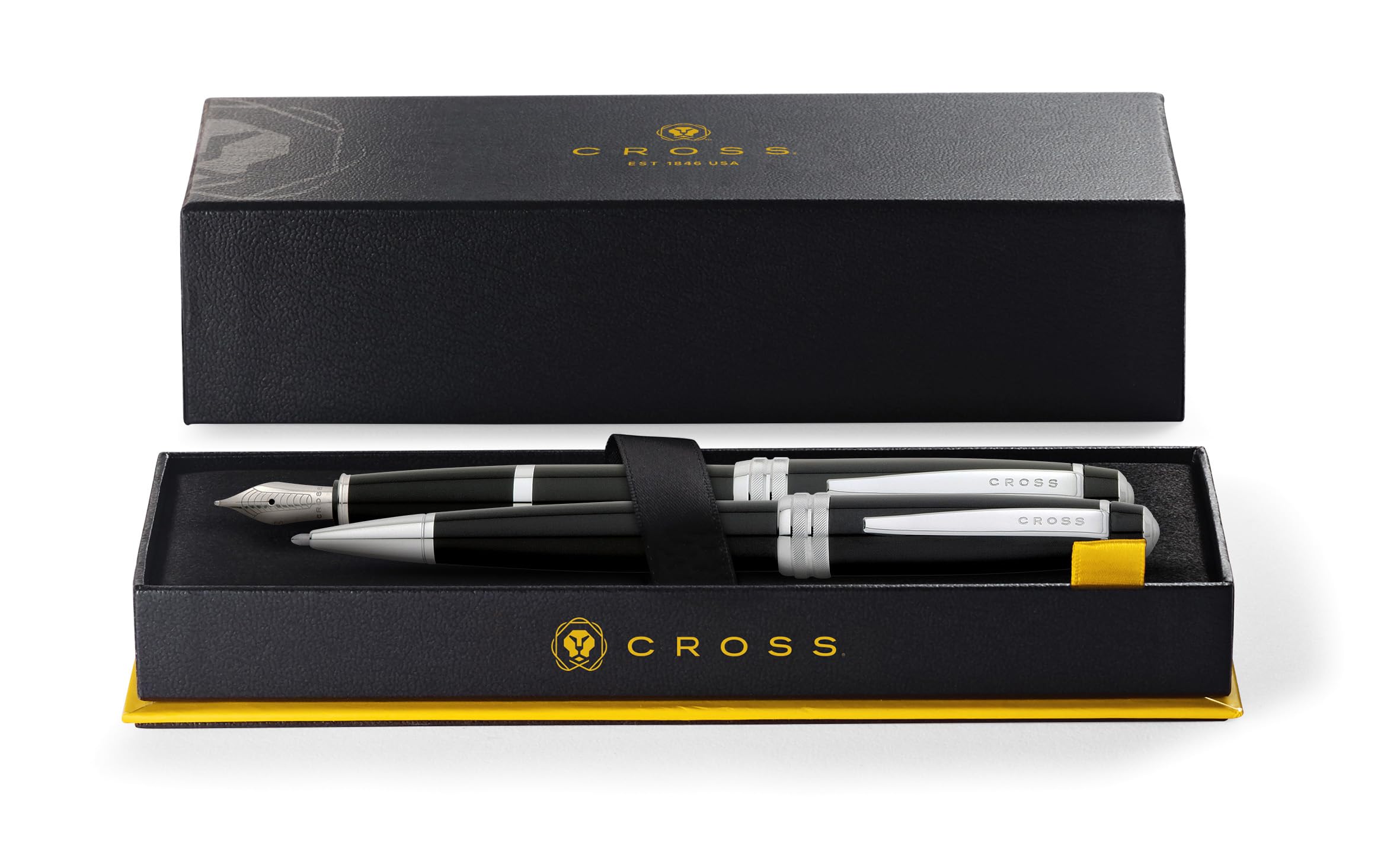 紙袋付き新品CROSSクロスベイリーブラックラッカー 万年筆ギフトセット Amazon | Cross Baileyボールペンと万年筆のギフトセット(ペン先