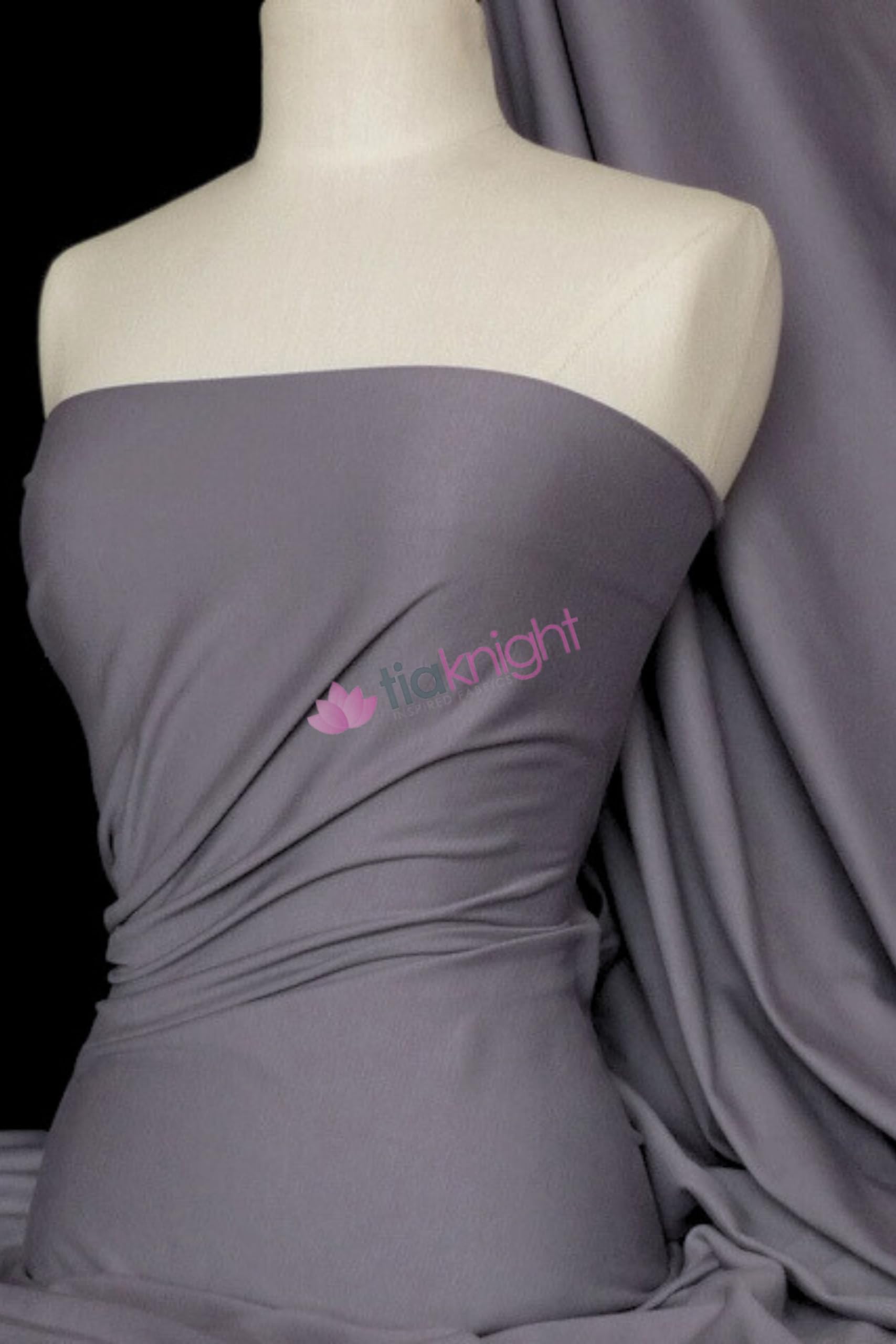 100% Cotton Interlock Knit T-Shirt Fabric Soft Stretch Double Knit Jersey Over 50 Colours Oeko-Tex Certified by Tia Knight Dark Cloud Q60 DKCLD