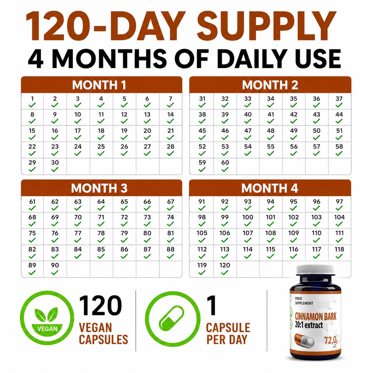 Hepatica Ceylon-Zimt | 10.000 mg Äquivalent | 500 mg 20:1 Zimtrinden-Extrakt hochkonzentriert | 120 vegane Kapseln | Ceylon Cinnamon – Cinnamomum verum | GMP & Laborgeprüft