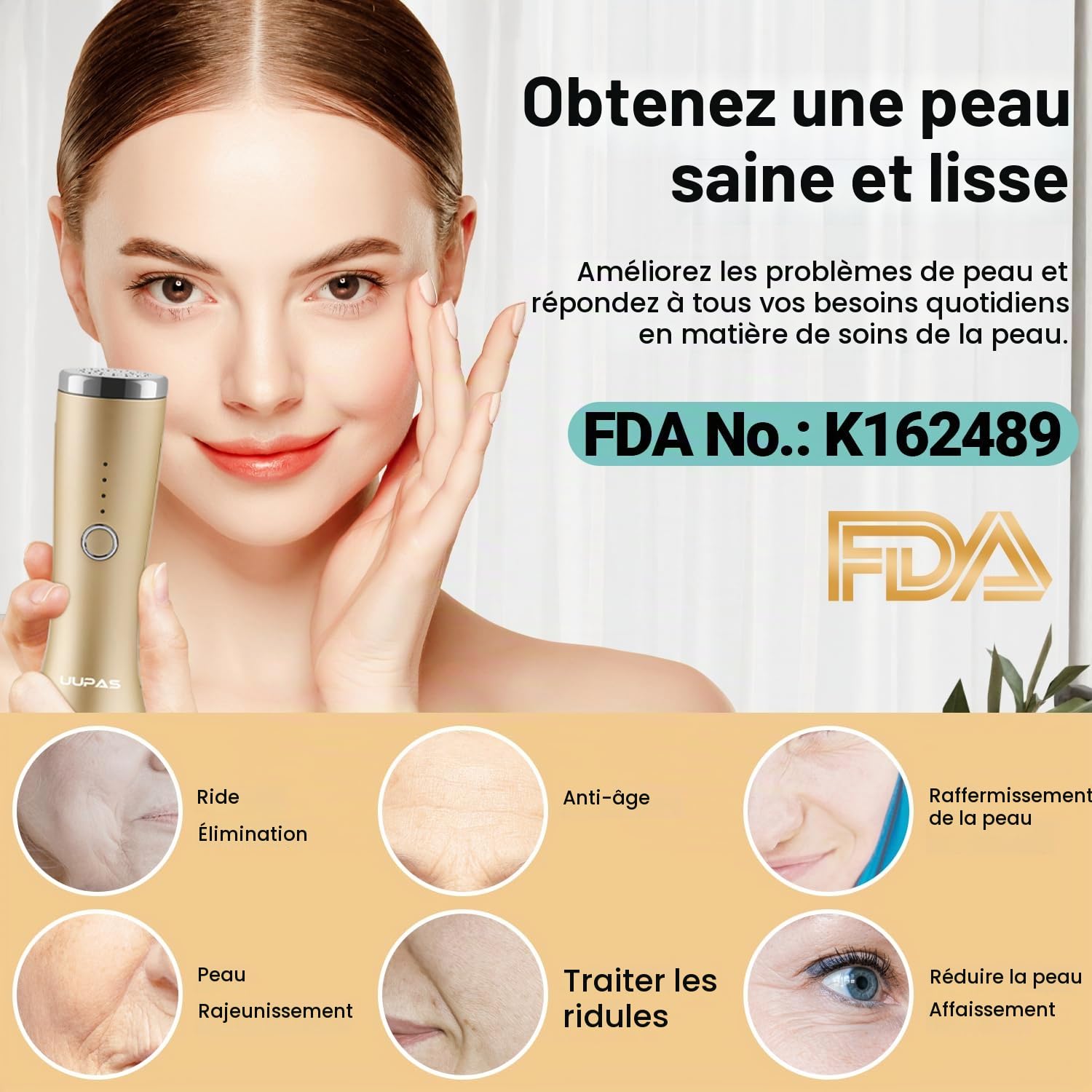 Appareil Anti Rides Visage - Autorisé par la FDA - UUPAS Rouge