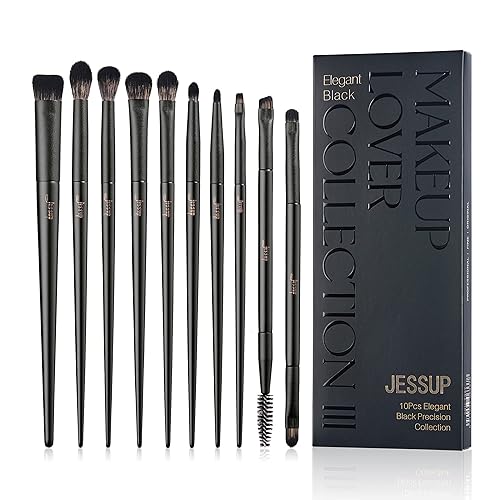 Miniatura 7 de Jessup Juego de 14 brochas de maquillaje rosadas, brochas de maquillaje veganas de primera calidad, corrector de base, rubor, sombra de ojos,