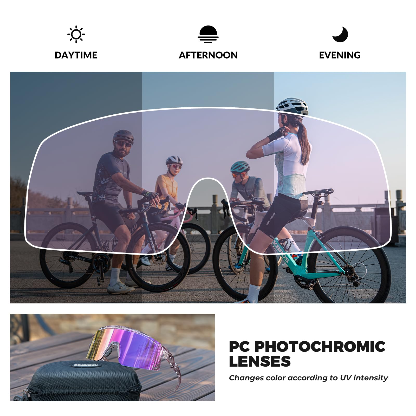 ROCKBROS Gafas de Ciclismo Polarizadas Gafas de Sol Deportivas para Hombre y Mujer Protección UV Montura TR90 para Ciclismo MTB Running Pesca Deportes al Aire Libre