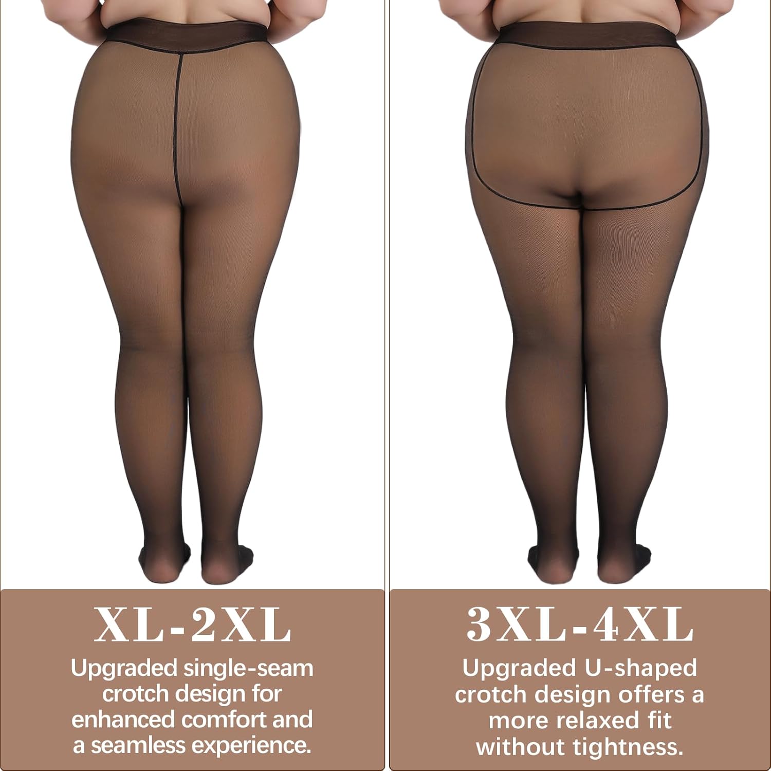 DancMolly Fleece Lined Tights Women Plus Size Fake Translucent Warm Thick Thermal Legging High Waisted Winter Sheer Pantyhose - Image 3