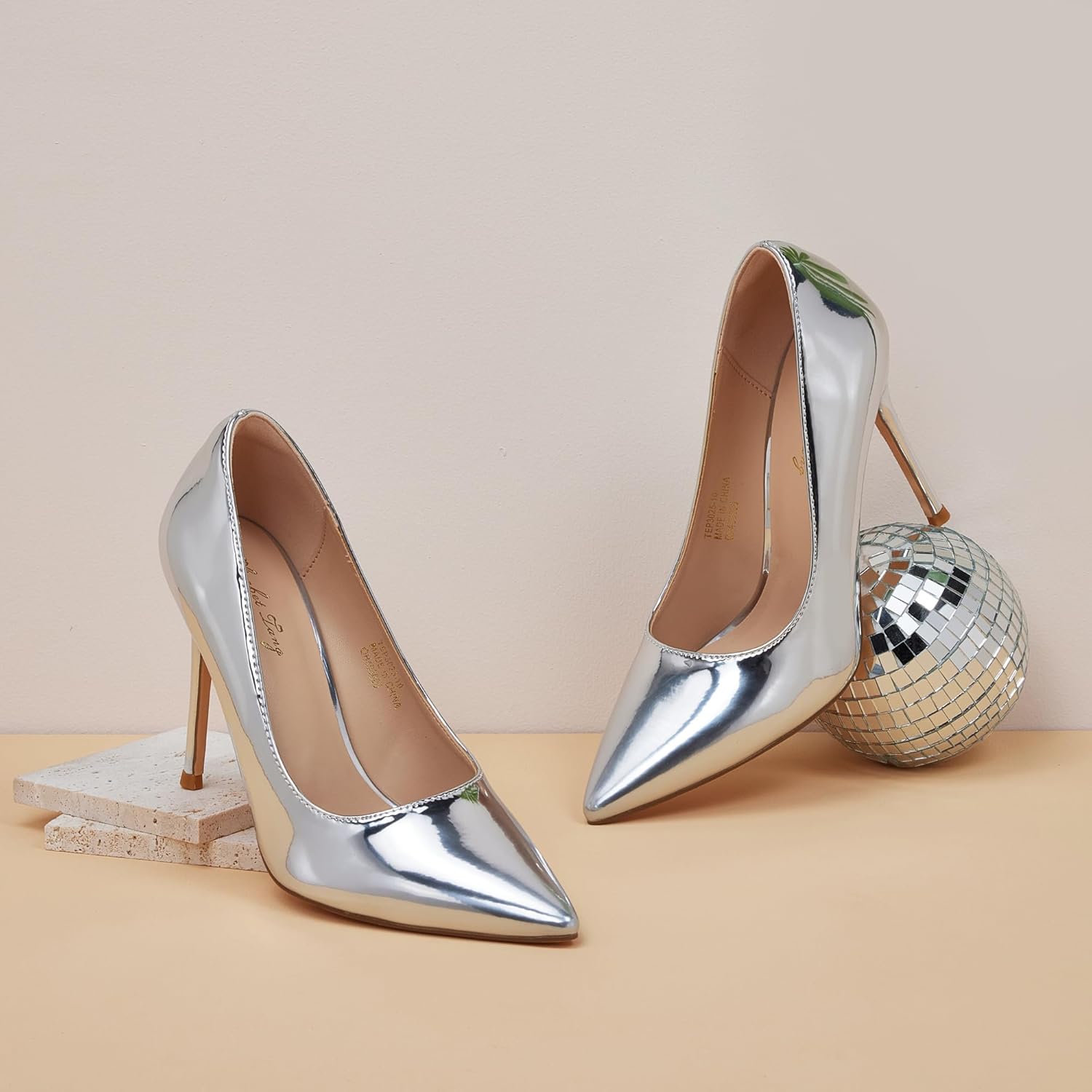 Elisabet Tang Women's High Heels Pumps Closed Pointed Toe Stiletto 4inch Heels Classic Office Special Dressy Wedding Pump Shoes - Image 3