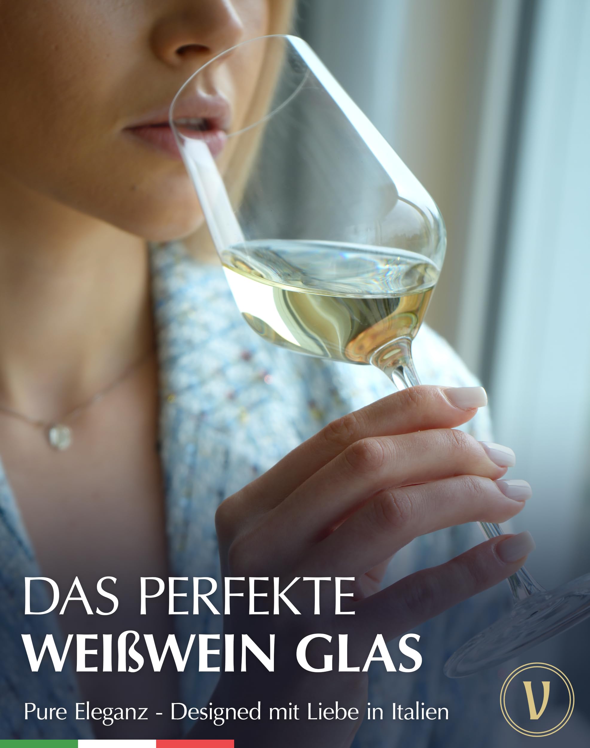 VITO's® Copas de vino blanco Adria (juego de 4) para una excelente experiencia de beber de cristal | Juego de copas de vino irrompibles en caja de regalo | para vinos blancos y rosados (juego de 4)