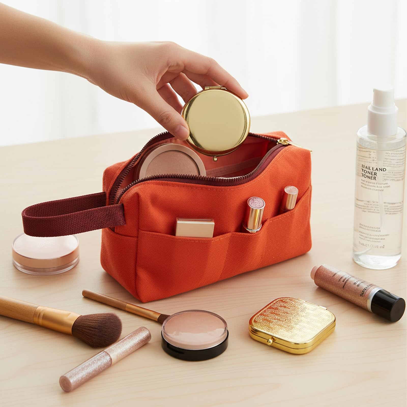 2 Espejos de Bolsillo Redondos y Cuadrados, Espejos cosméticos con Lupa de Aumento 1X/2X, Espejos de Viaje, Espejos de Mano, Espejos compactos, para acampadas, Maquillaje, Viajes